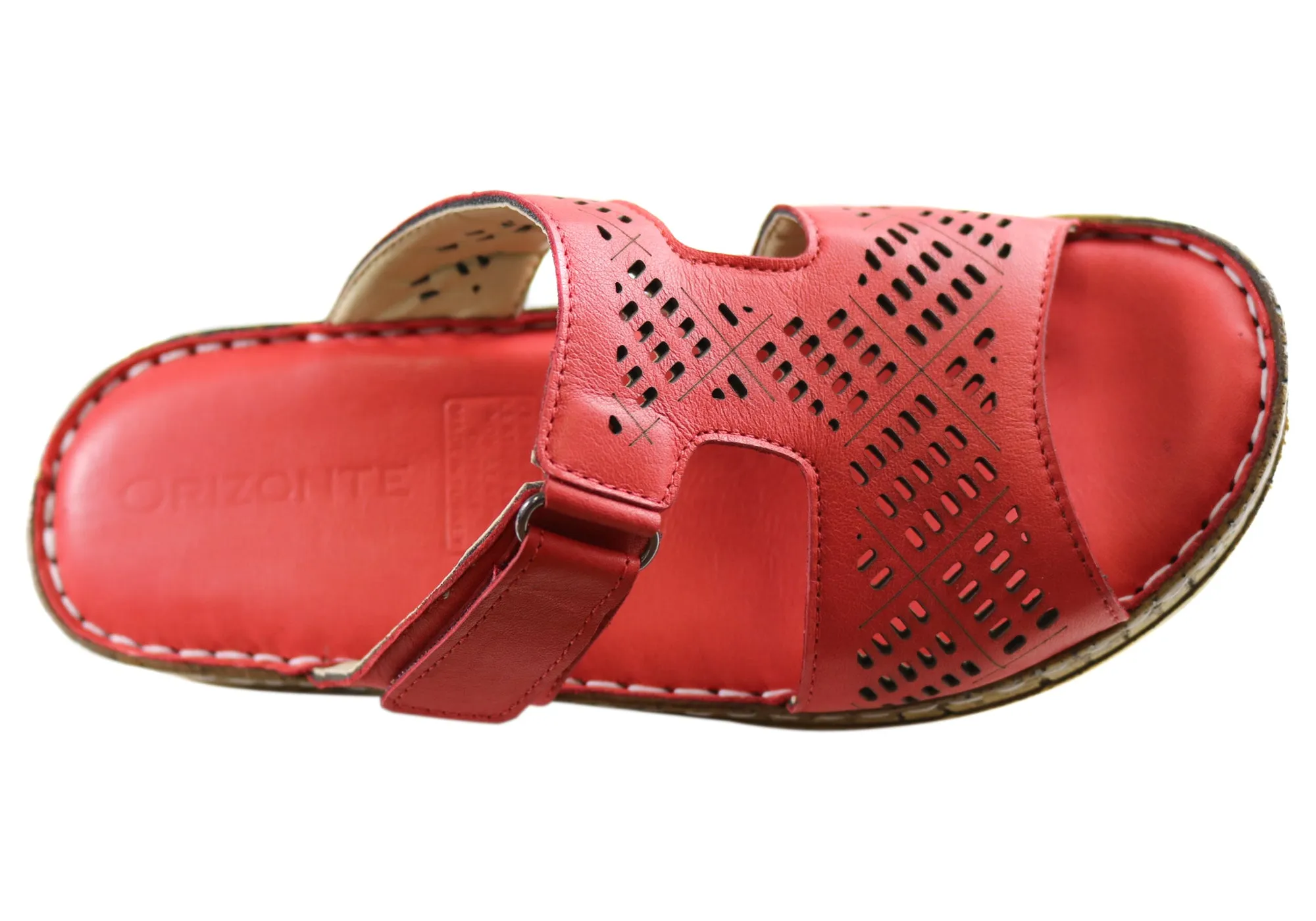 Orizonte Safran Damen Europäische Bequeme Leder Schlappen Sandalen Orizonte Schuhe