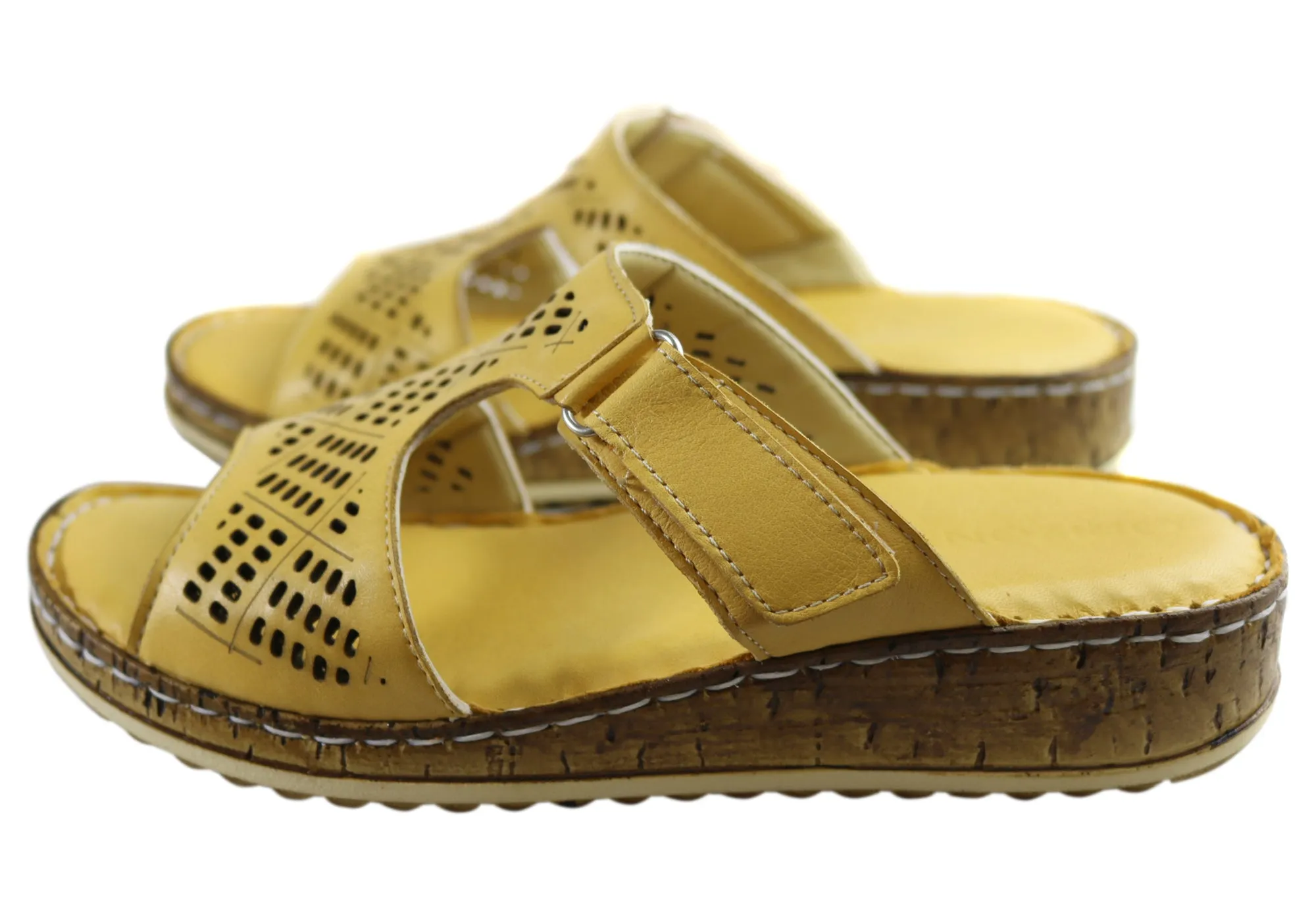 Orizonte Safran Damen Europäische Bequeme Leder Schlappen Sandalen Orizonte Schuhe