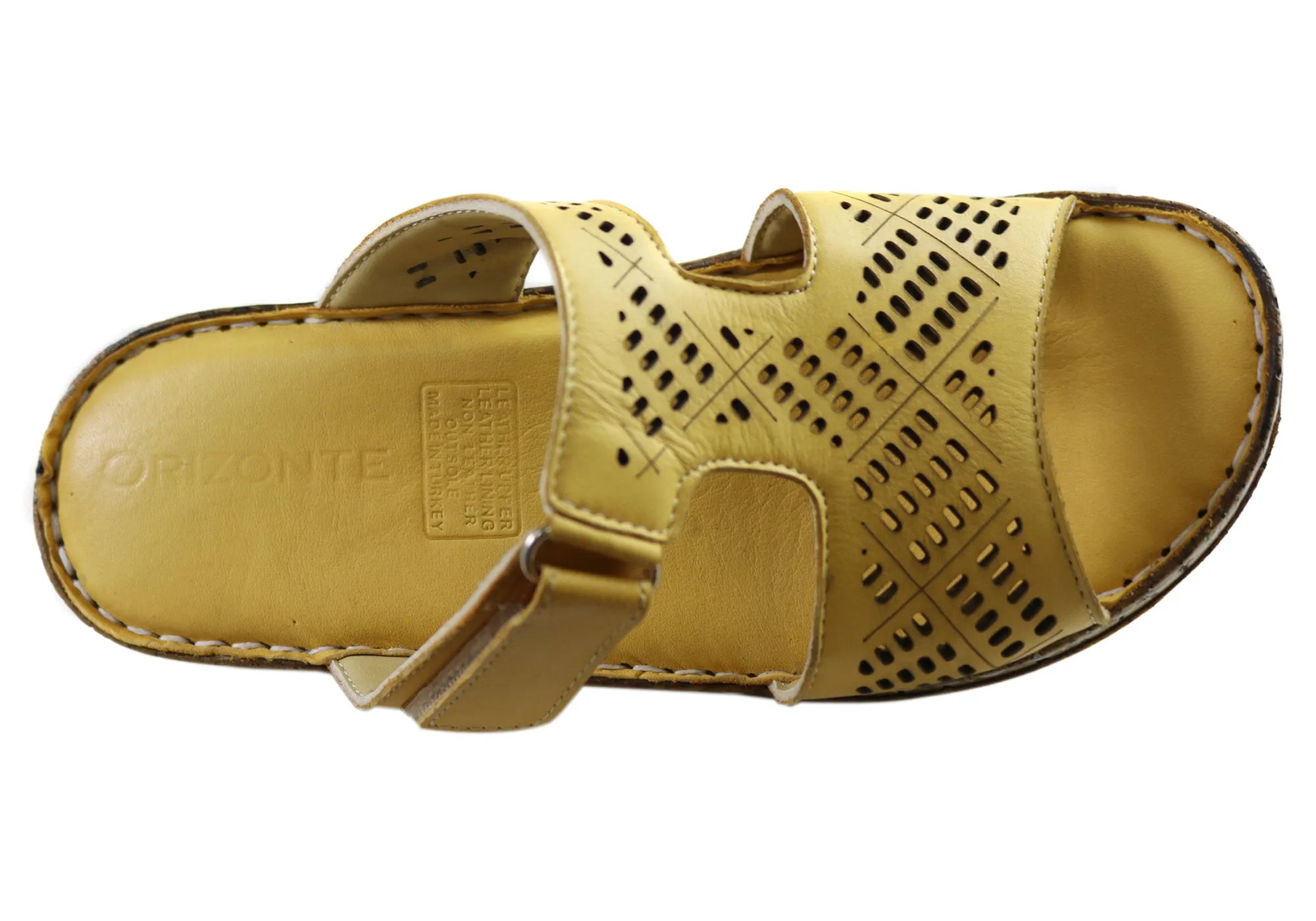 Orizonte Safran Damen Europäische Bequeme Leder Schlappen Sandalen Orizonte Schuhe