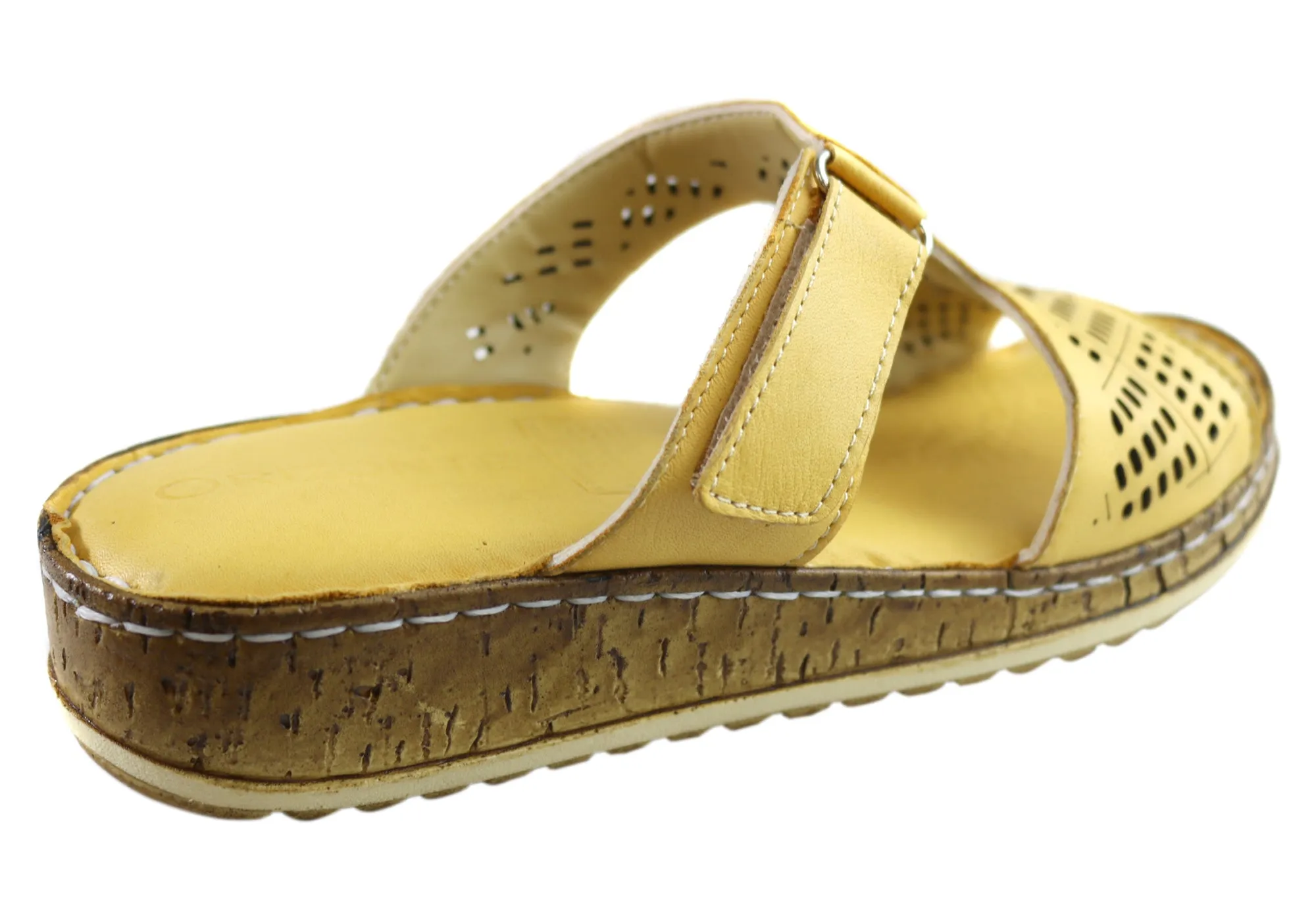 Orizonte Safran Damen Europäische Bequeme Leder Schlappen Sandalen Orizonte Schuhe