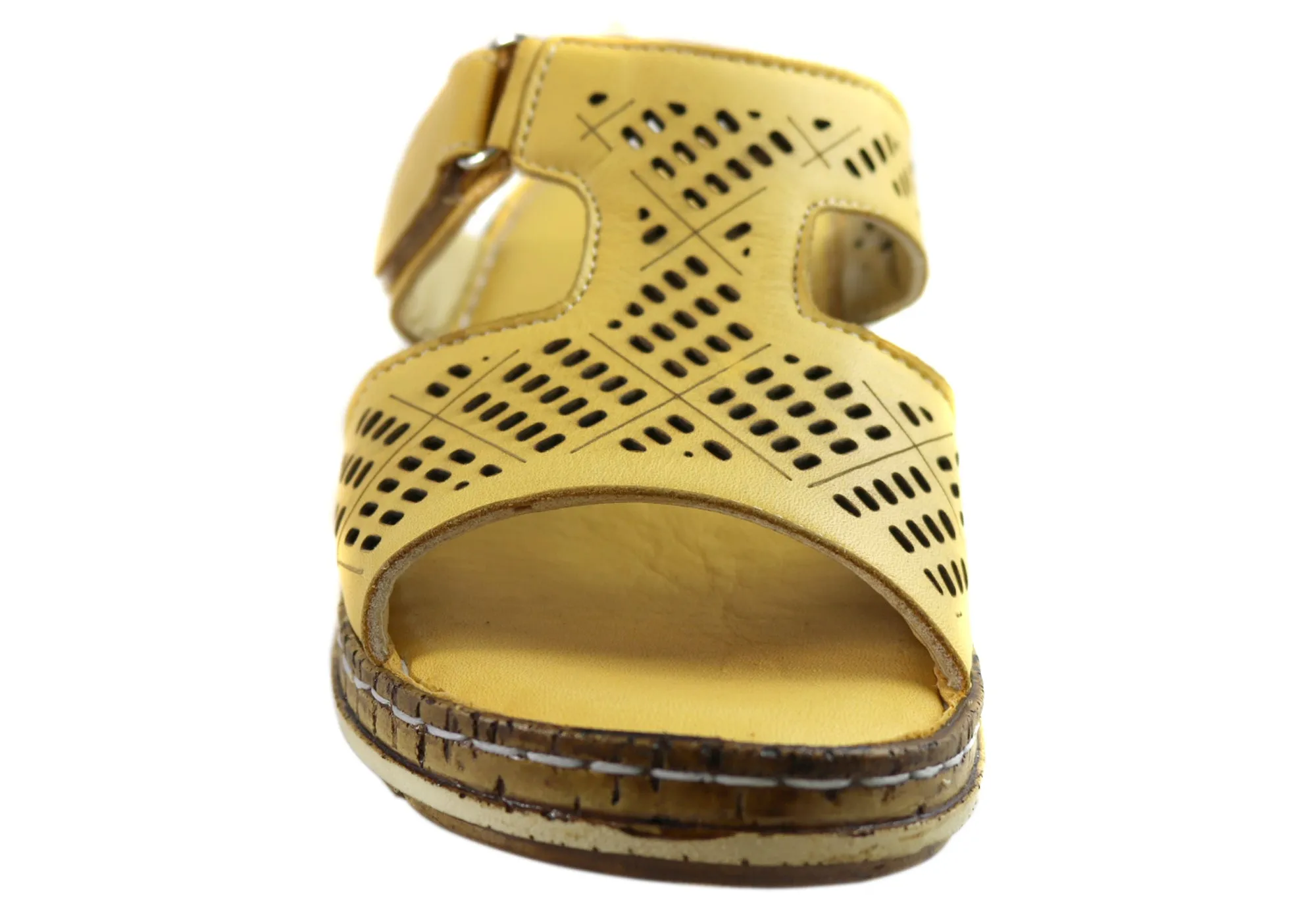Orizonte Safran Damen Europäische Bequeme Leder Schlappen Sandalen Orizonte Schuhe