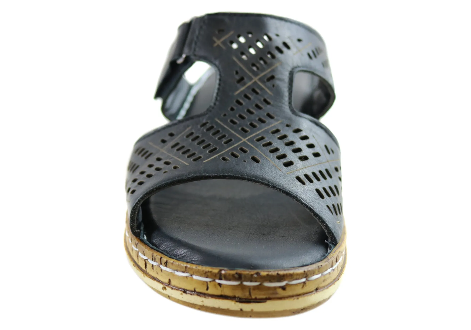 Orizonte Safran Damen Europäische Bequeme Leder Schlappen Sandalen Orizonte Schuhe