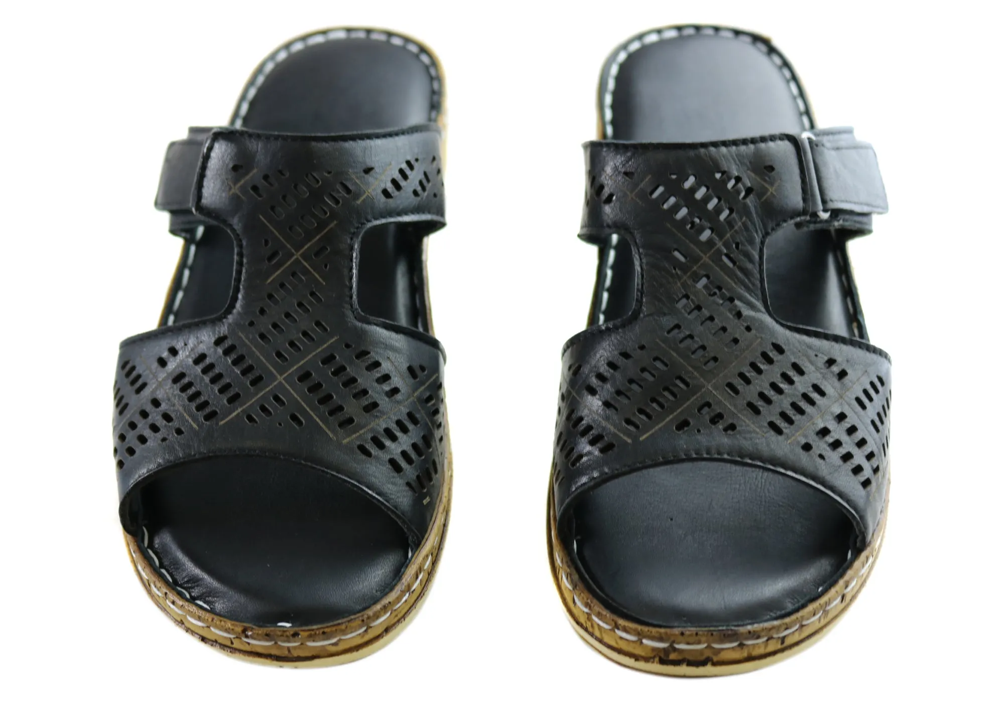 Orizonte Safran Damen Europäische Bequeme Leder Schlappen Sandalen Orizonte Schuhe