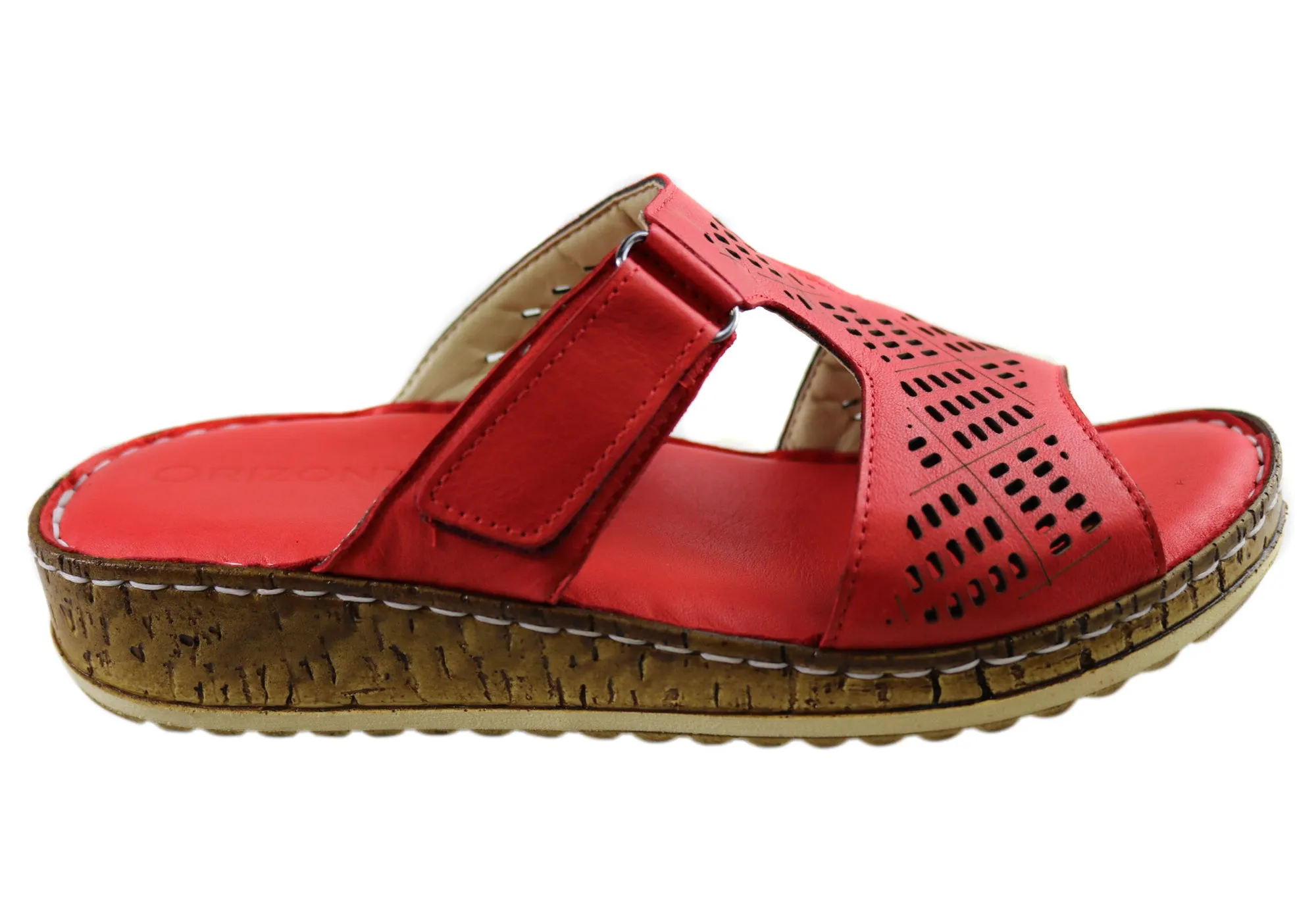 Orizonte Safran Damen Europäische Bequeme Leder Schlappen Sandalen Orizonte Schuhe