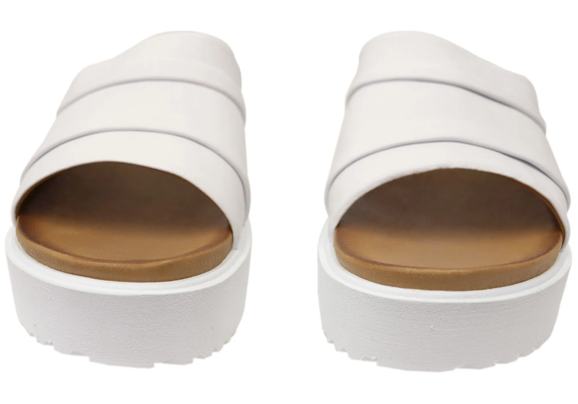 Orizonte Volume Damen Europäische Leder Plateau Slides Sandalen Orizonte Schuhe