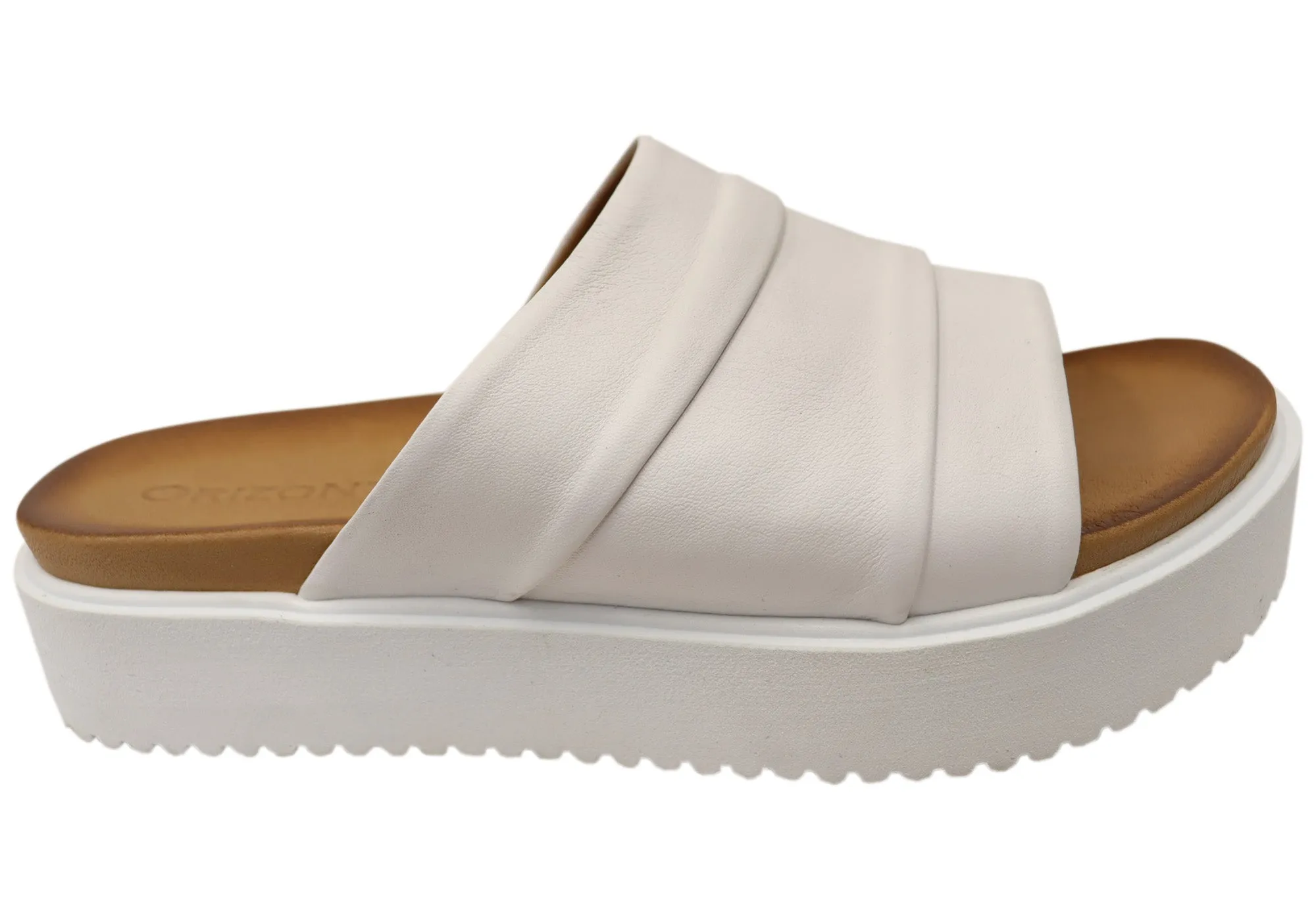 Orizonte Volume Damen Europäische Leder Plateau Slides Sandalen Orizonte Schuhe