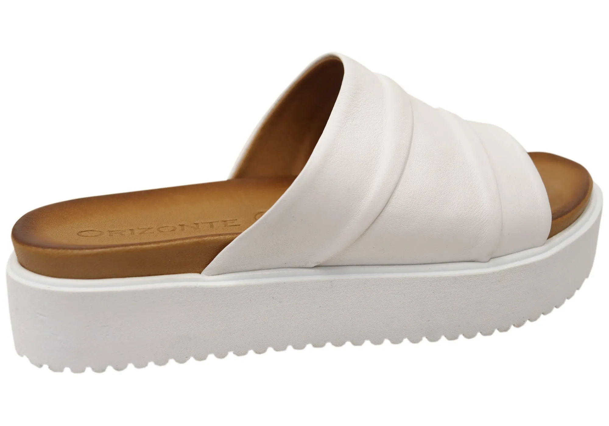 Orizonte Volume Damen Europäische Leder Plateau Slides Sandalen Orizonte Schuhe