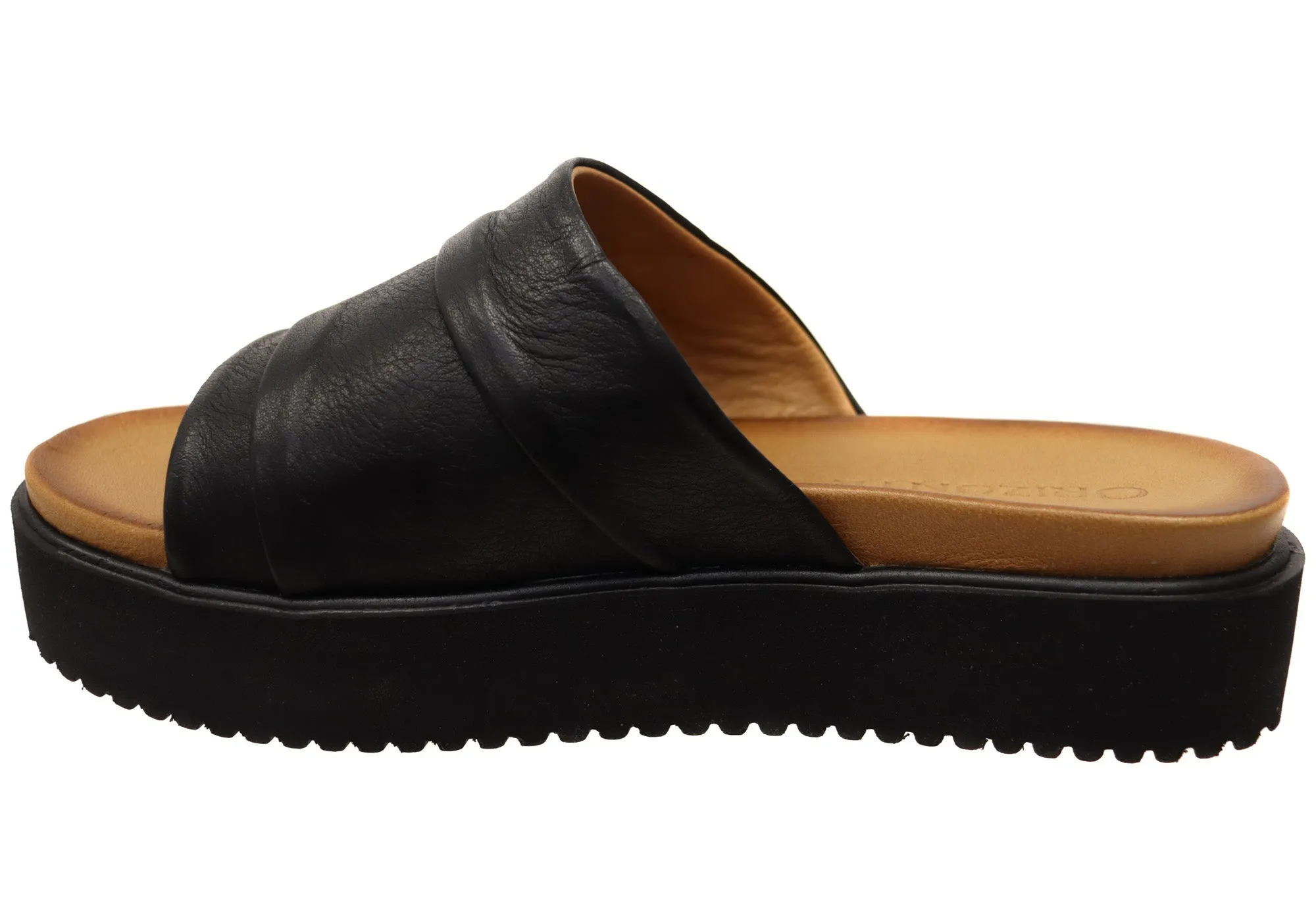 Orizonte Volume Damen Europäische Leder Plateau Slides Sandalen Orizonte Schuhe