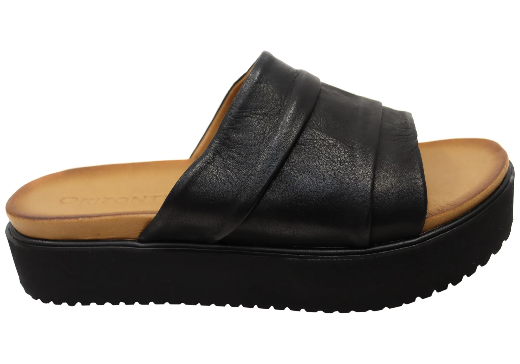 Orizonte Volume Damen Europäische Leder Plateau Slides Sandalen Orizonte Schuhe