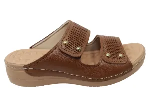 Pegada Mya Damen Bequeme Leder-Slides Sandalen Hergestellt In Brasilien Pegada Schuhe