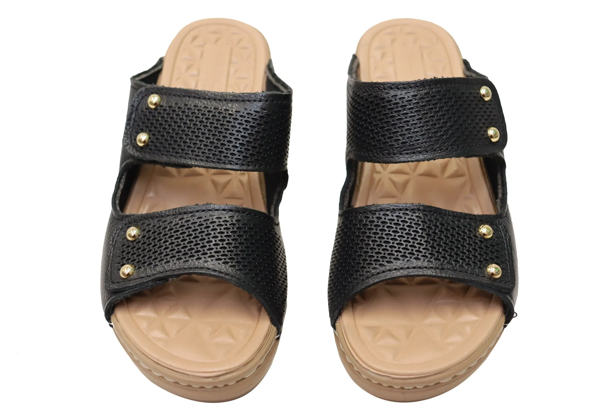 Pegada Mya Damen Bequeme Leder-Slides Sandalen Hergestellt In Brasilien Pegada Schuhe