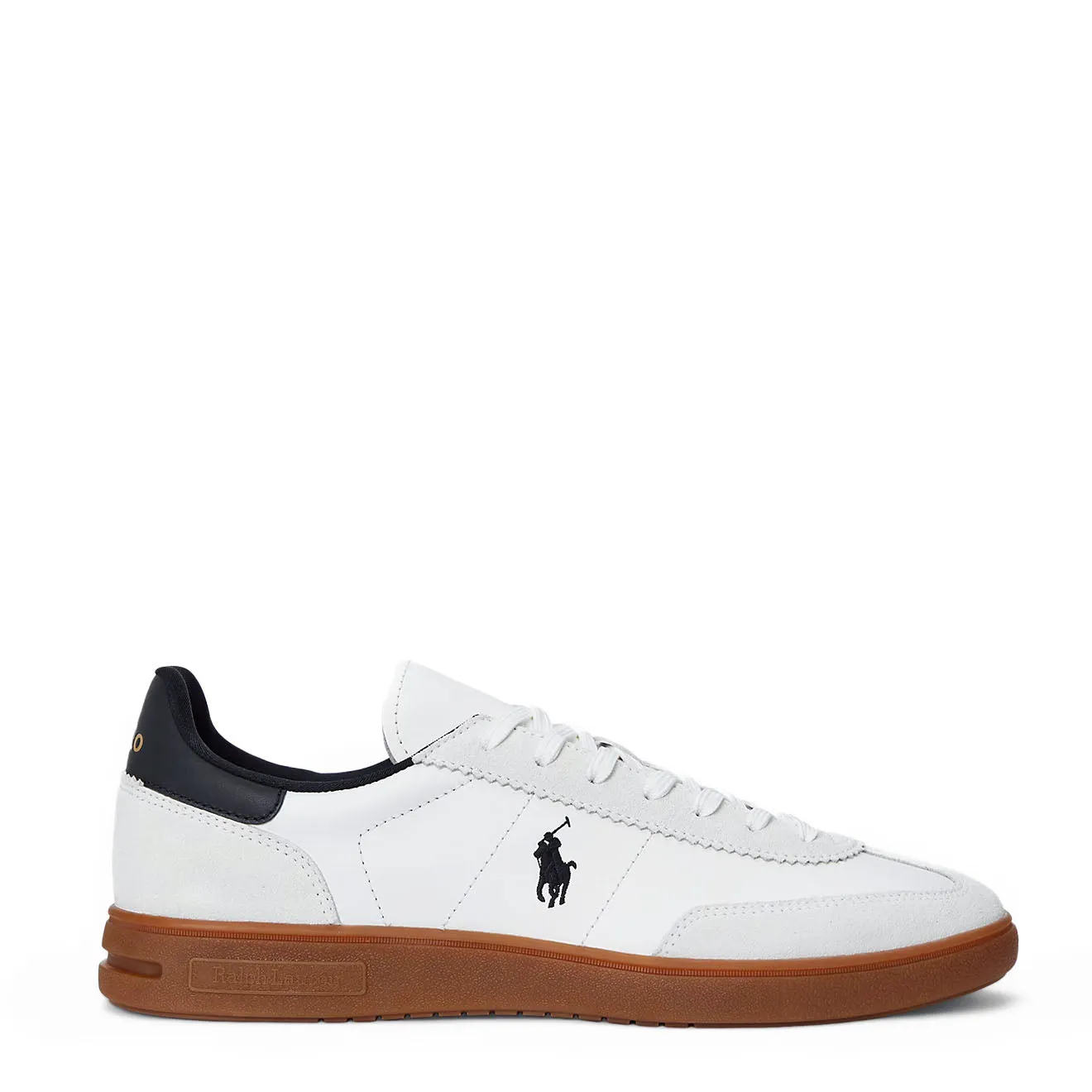 Polo Ralph Lauren Bedford Leder-Wildleder Trainer Weiß / Schwarz