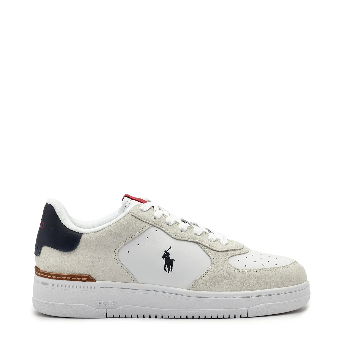 Polo Ralph Lauren Masters Court Leder-Trainer Weiß / Marine