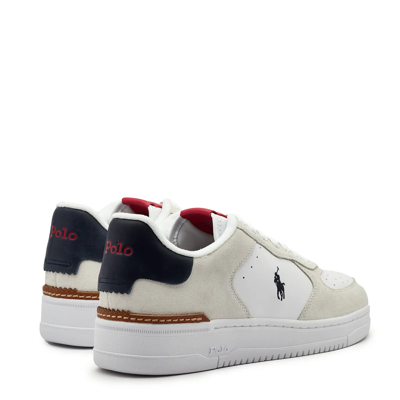 Polo Ralph Lauren Masters Court Leder-Trainer Weiß / Marine