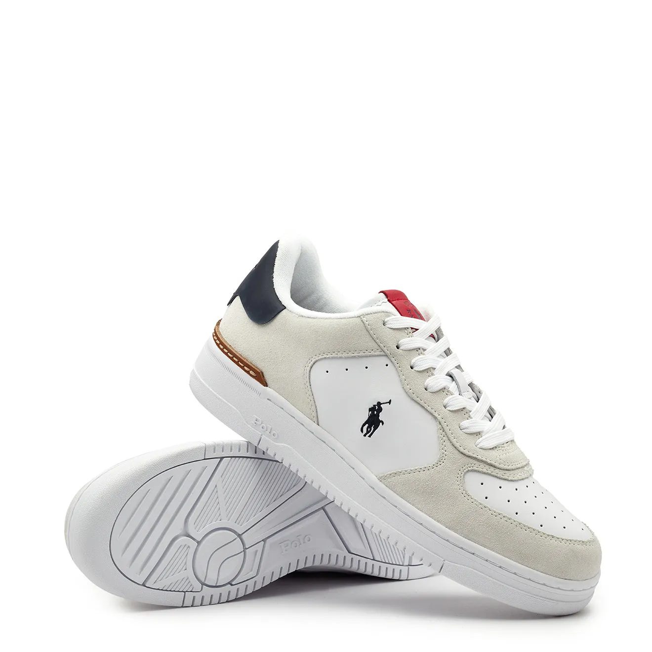 Polo Ralph Lauren Masters Court Leder-Trainer Weiß / Marine
