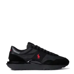 Polo Ralph Lauren Train 89 Wildleder und Oxford Trainer Triple Schwarz / Rot Pp