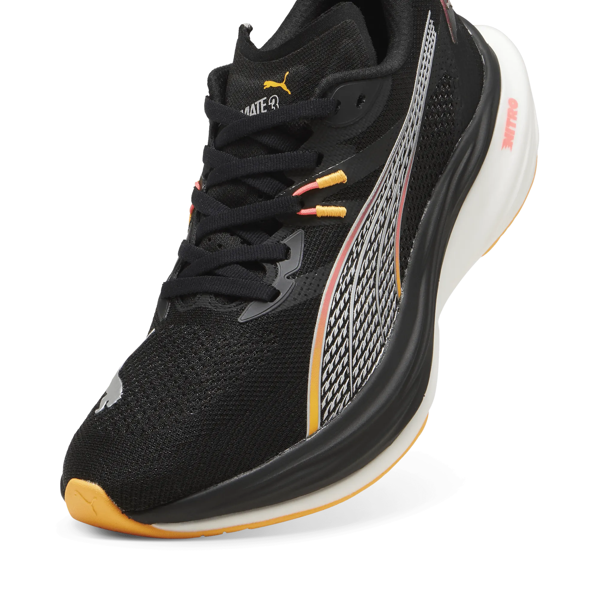 Puma Herren Deviate Nitro 3 Laufschuhe in Schwarz/Sun Stream AW24