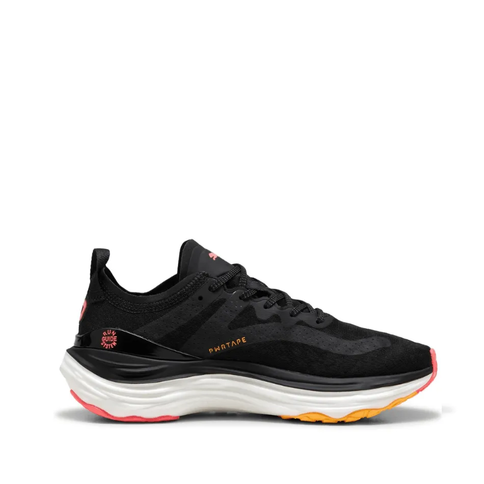 Puma Damen ForeverRun NITRO in Schwarz-Sonnenstrom-Sonnenuntergangsglühen AW24