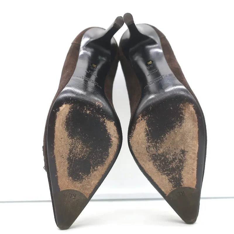 Ralph Lauren Collection Penny Loafer Pumps Dunkelbraunes Wildleder Größe 6
