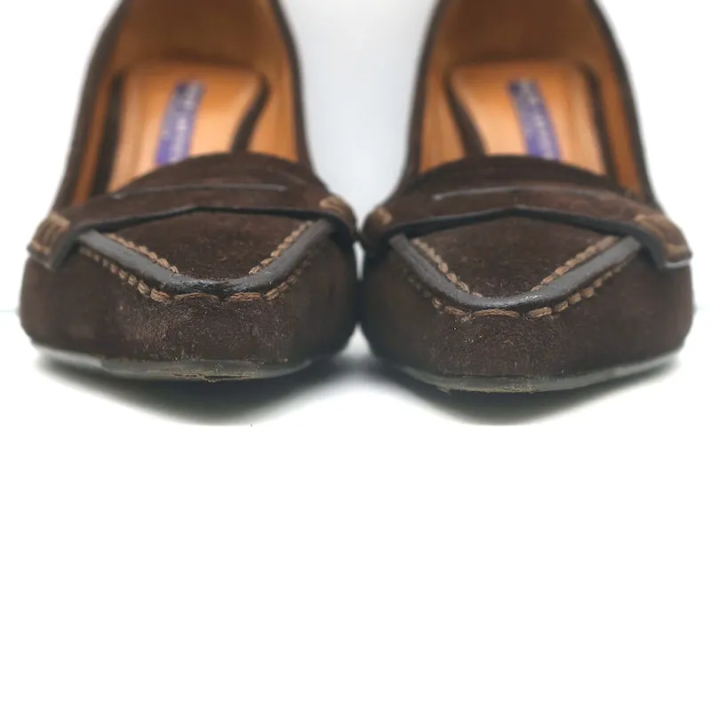 Ralph Lauren Collection Penny Loafer Pumps Dunkelbraunes Wildleder Größe 6