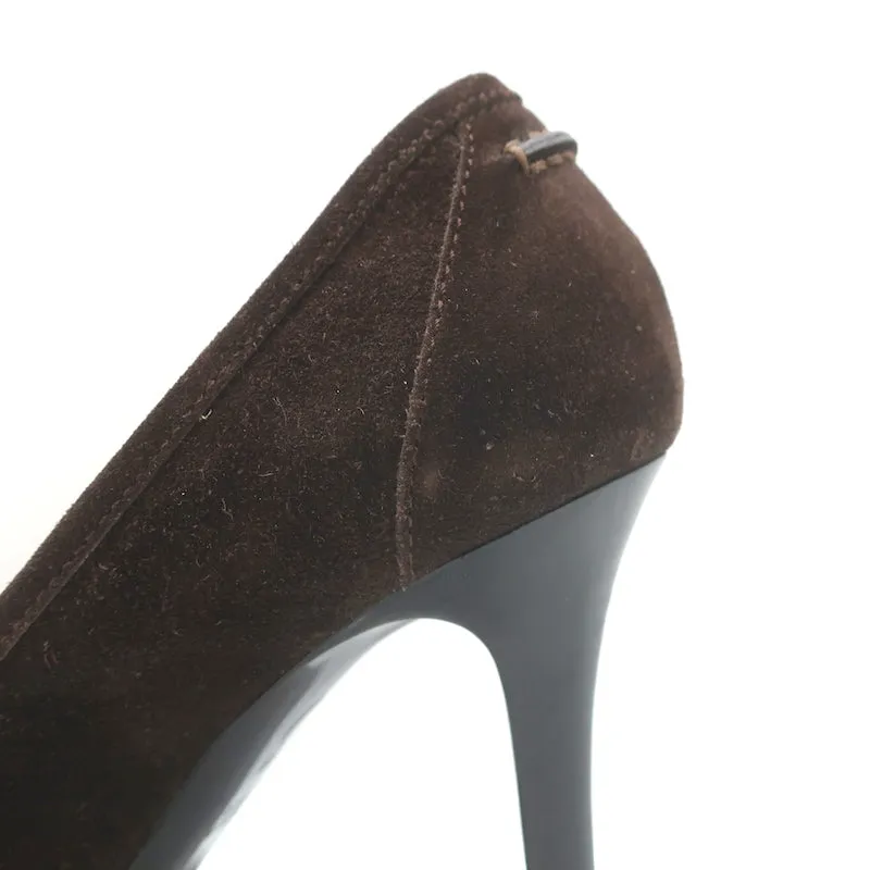 Ralph Lauren Collection Penny Loafer Pumps Dunkelbraunes Wildleder Größe 6