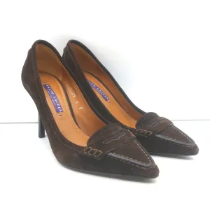 Ralph Lauren Collection Penny Loafer Pumps Dunkelbraunes Wildleder Größe 6