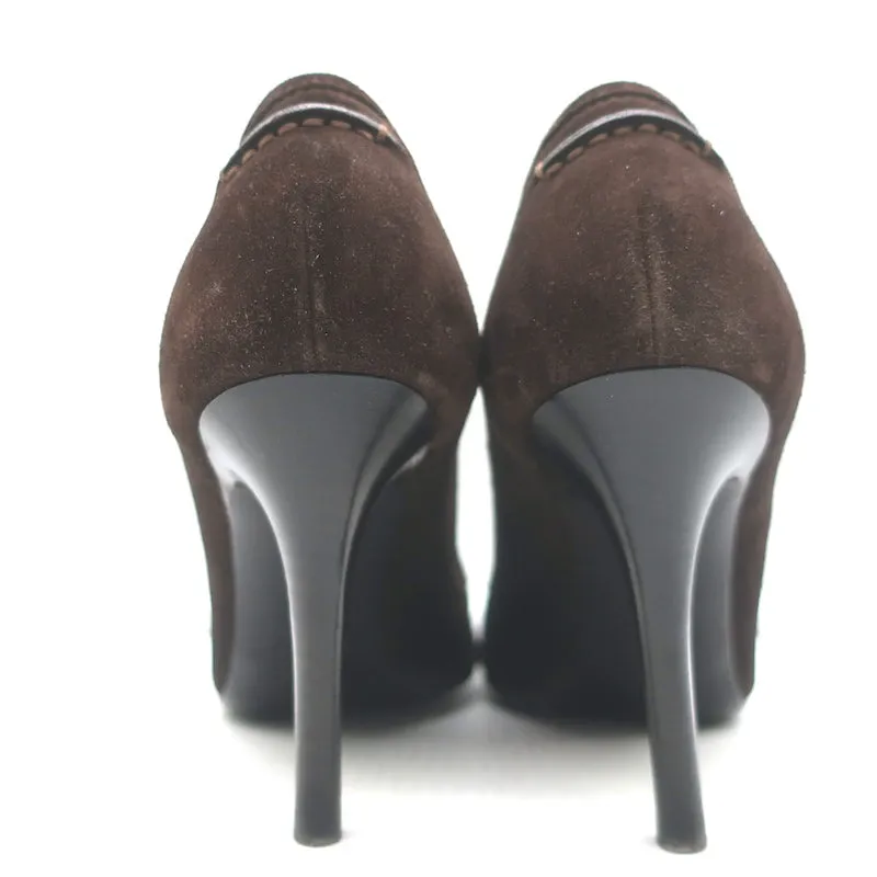 Ralph Lauren Collection Penny Loafer Pumps Dunkelbraunes Wildleder Größe 6
