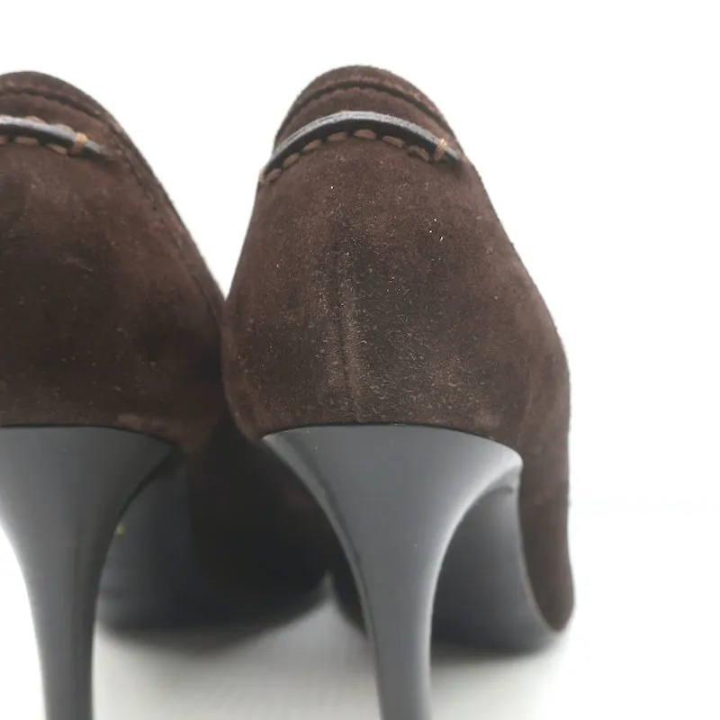 Ralph Lauren Collection Penny Loafer Pumps Dunkelbraunes Wildleder Größe 6