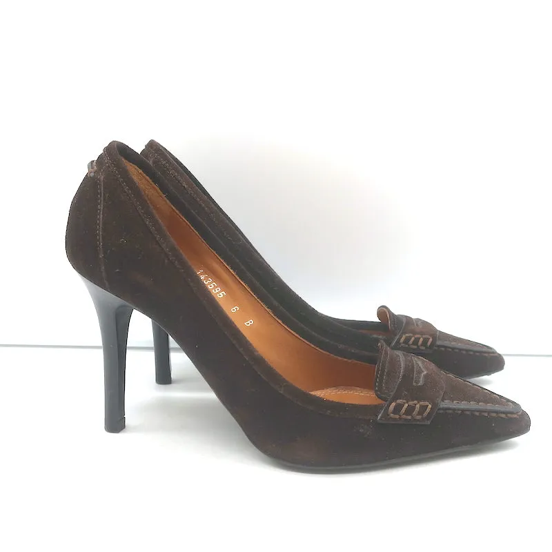 Ralph Lauren Collection Penny Loafer Pumps Dunkelbraunes Wildleder Größe 6