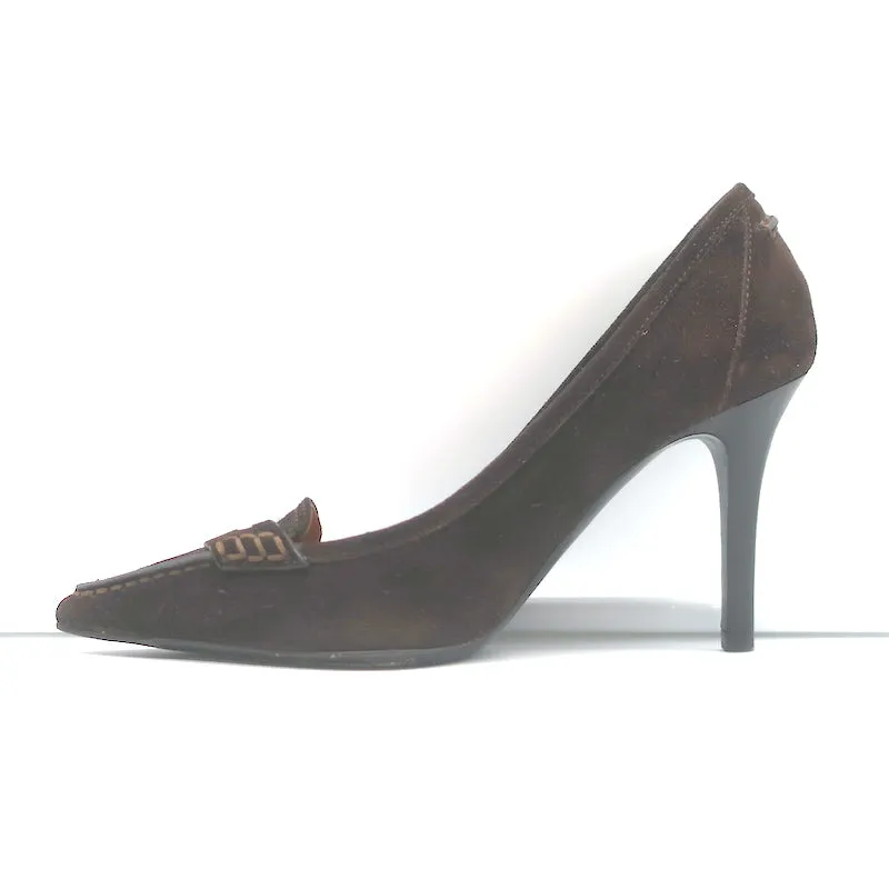 Ralph Lauren Collection Penny Loafer Pumps Dunkelbraunes Wildleder Größe 6