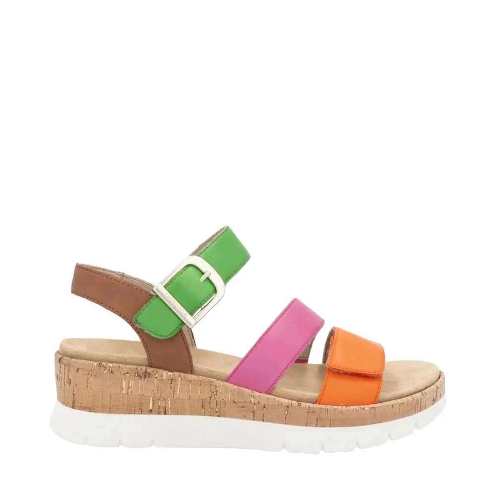 Remote Damen Gizela 50 Keil-Sandalette in Aperol/Fuchsia/Absynth/Muskat