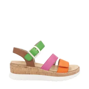 Remote Damen Gizela 50 Keil-Sandalette in Aperol/Fuchsia/Absynth/Muskat
