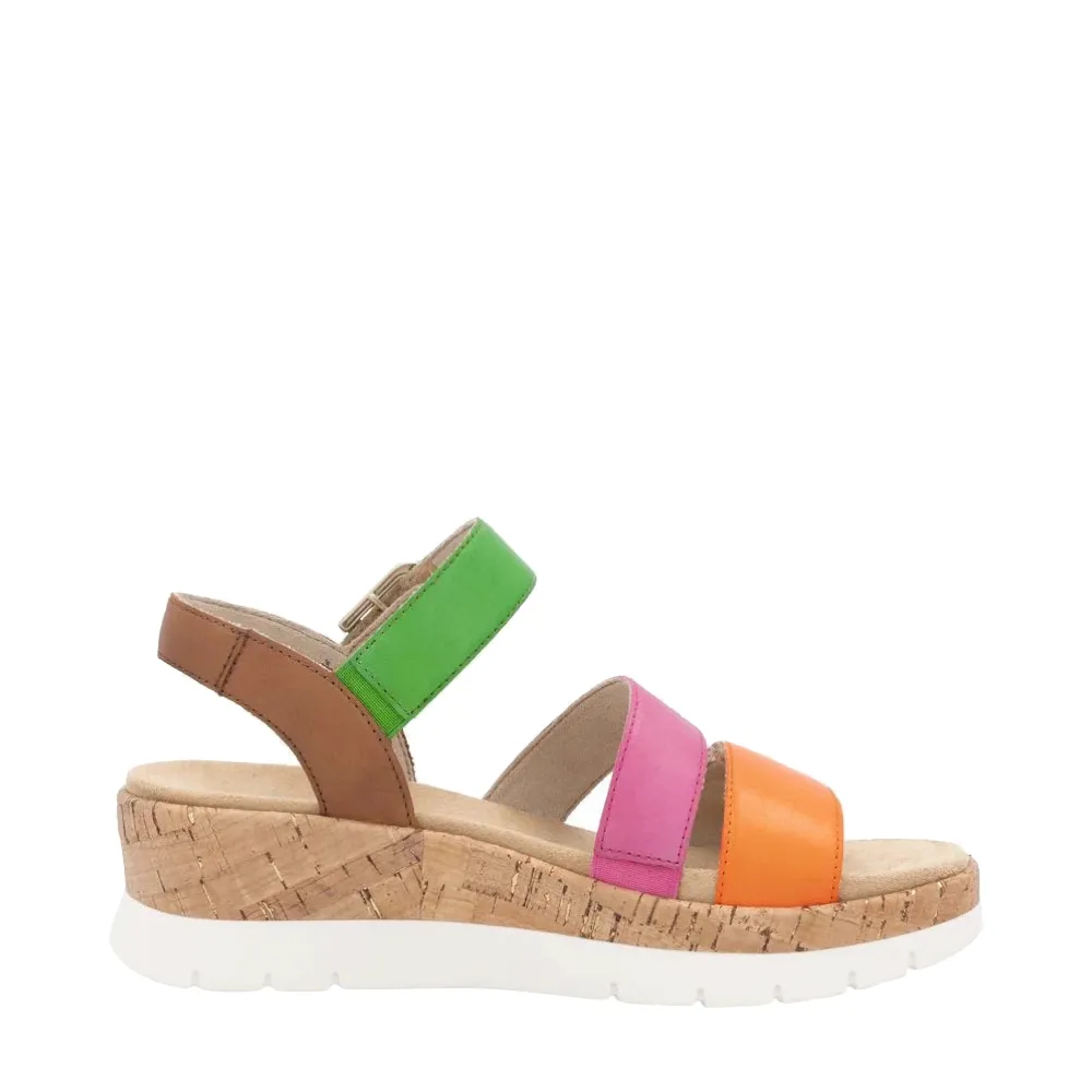 Remote Damen Gizela 50 Keil-Sandalette in Aperol/Fuchsia/Absynth/Muskat