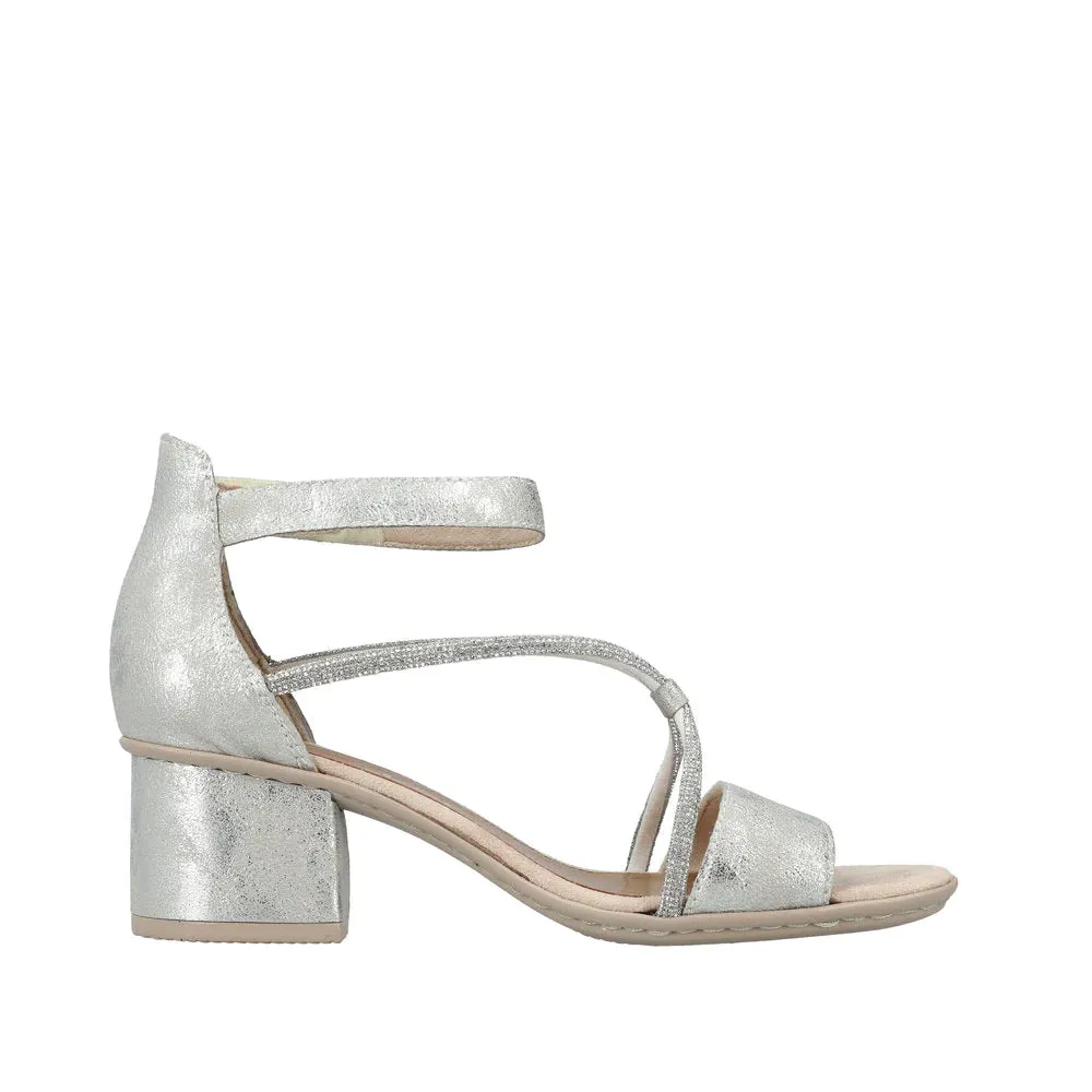 Rieker Schuhe 64654-40 Abendschuh mit Knöchelriemen in Silber
