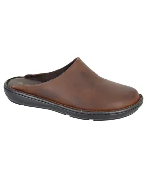 Roamers Herren Braune Leder Stitchdown Clogs Roamers Schuhe