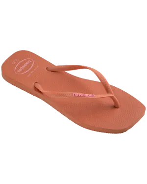 Slim Square Logo Pop-Up Flip-Flops in Rosa Lehm