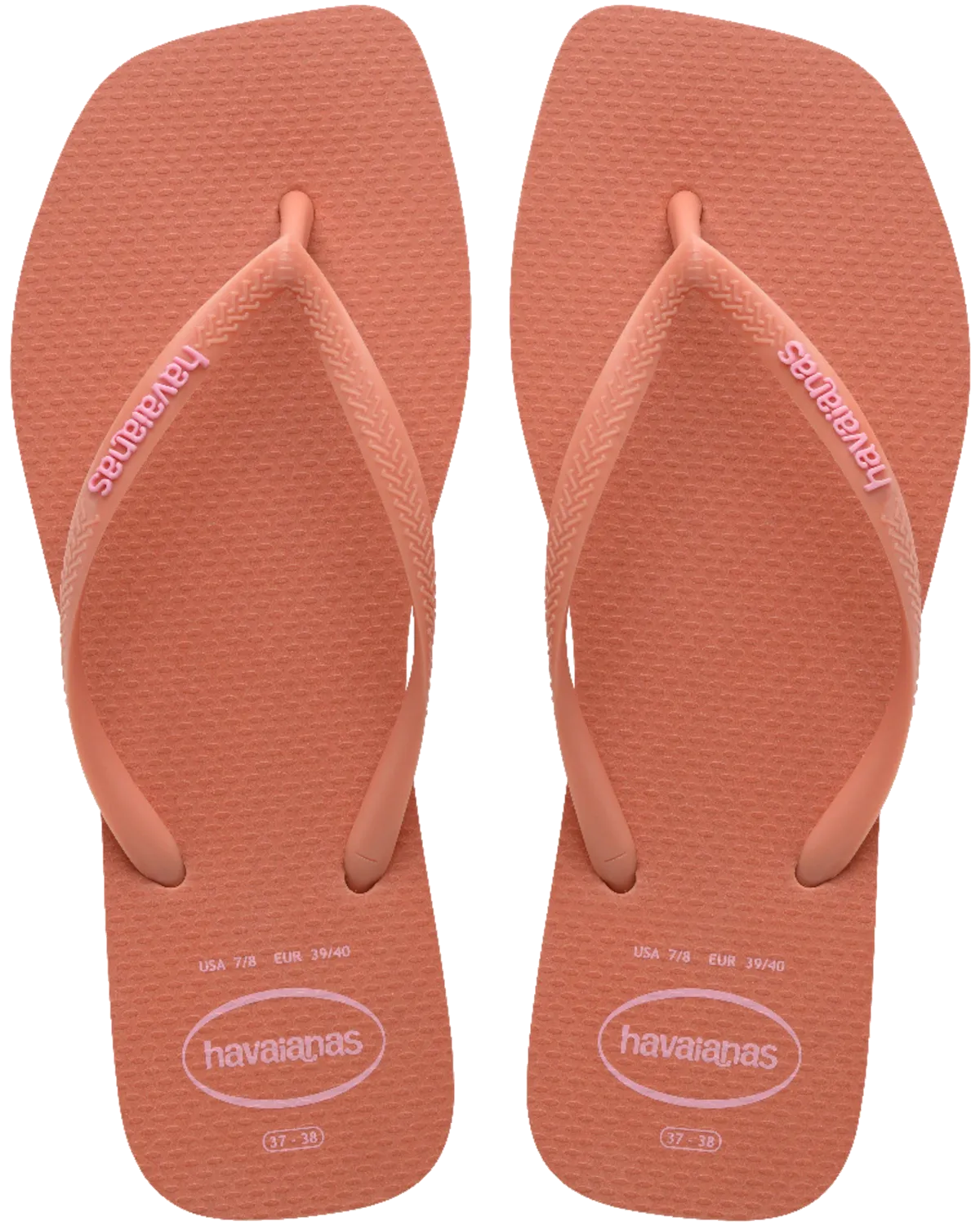 Slim Square Logo Pop-Up Flip-Flops in Rosa Lehm