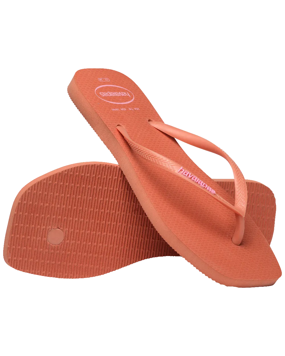 Slim Square Logo Pop-Up Flip-Flops in Rosa Lehm