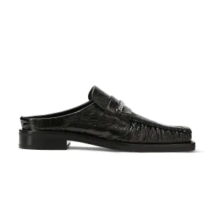 Square Toe Mule 'Schwarz Hochglanz'