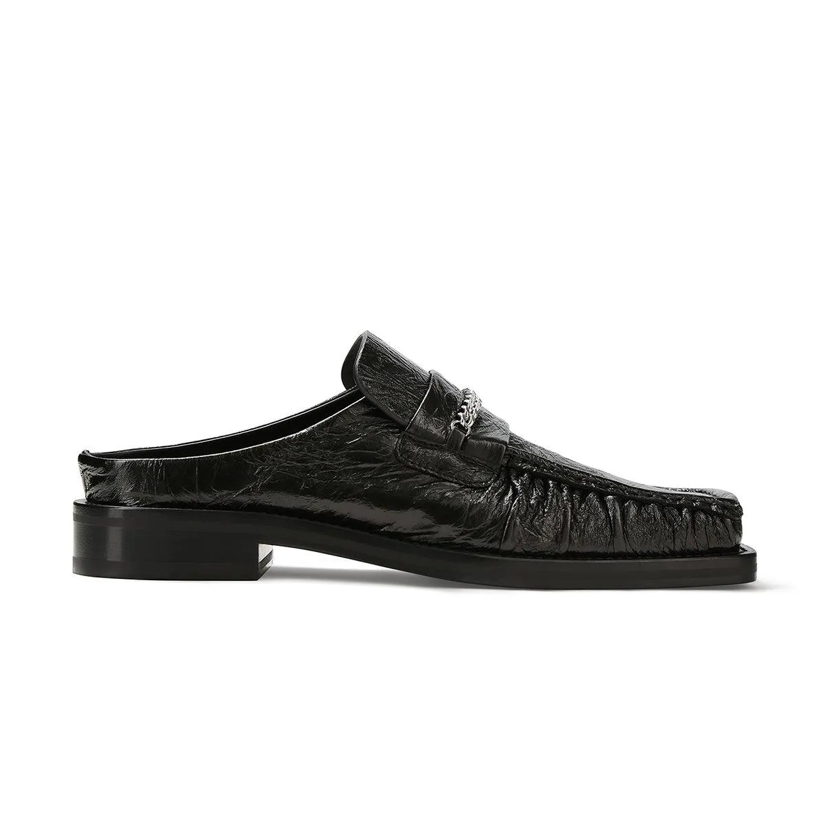 Square Toe Mule 'Schwarz Hochglanz'