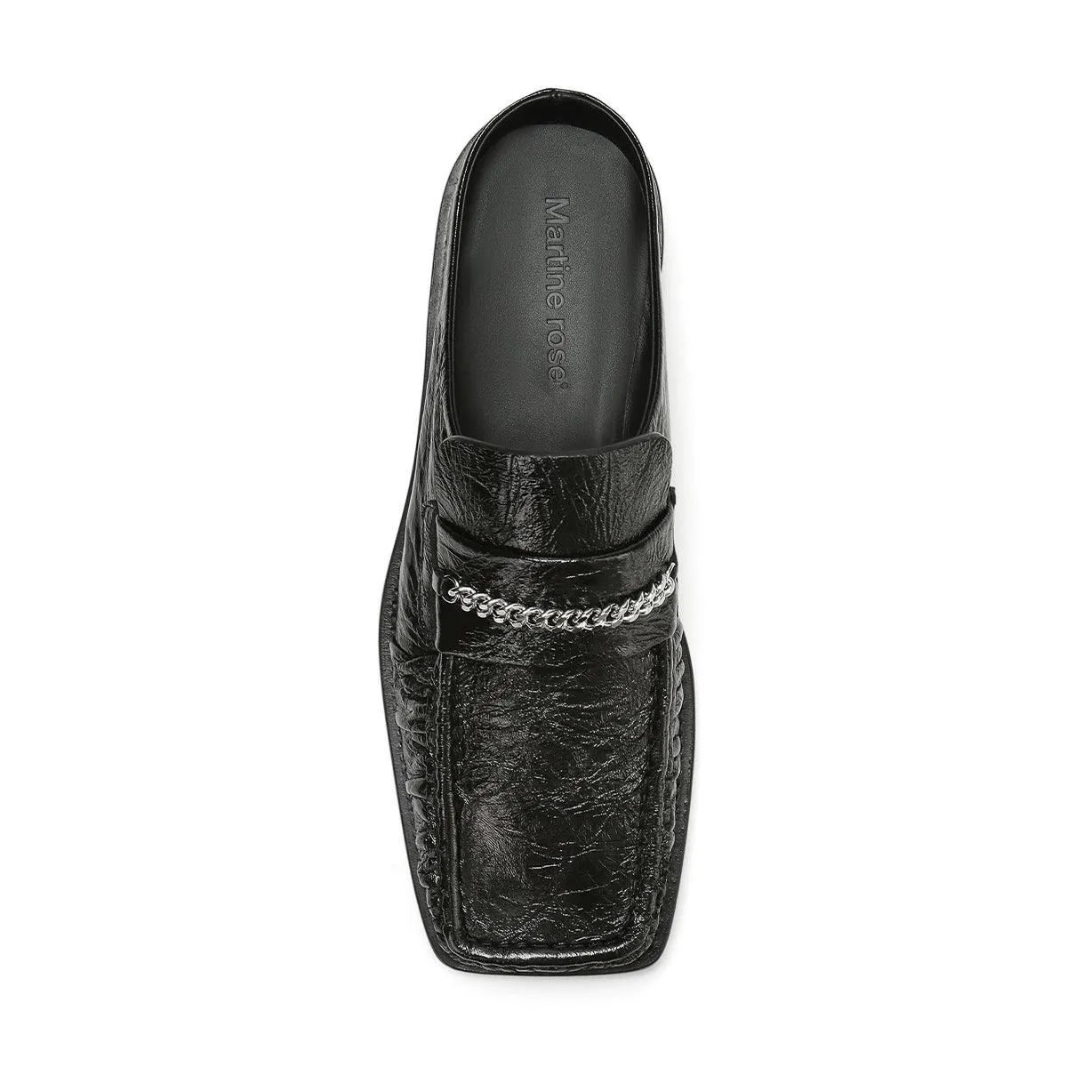 Square Toe Mule 'Schwarz Hochglanz'