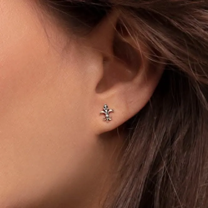 Sterling Silber schwarze Fleur-De-Lis Ohrstecker H2113-643-11 Thomas Sabo Ohrringe
