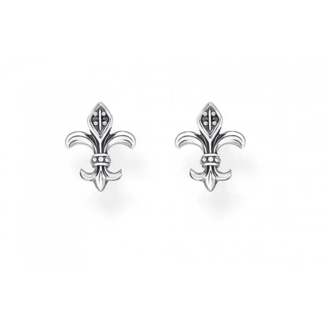 Sterling Silber schwarze Fleur-De-Lis Ohrstecker H2113-643-11 Thomas Sabo Ohrringe