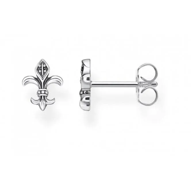 Sterling Silber schwarze Fleur-De-Lis Ohrstecker H2113-643-11 Thomas Sabo Ohrringe