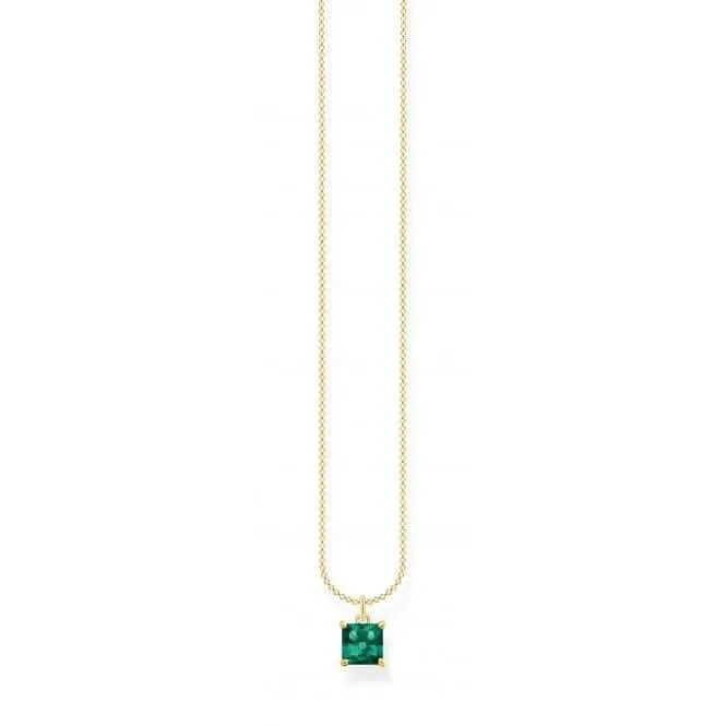 Sterling Silber vergoldete grüne Stein Halskette KE2156-472-6-L45V Thomas Sabo Halsketten