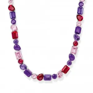 Sterling Silber Rot Violett Und Pink Zirkonia Steine Choker Halskette KE2196-477-7-L42V Thomas Sabo Halsketten