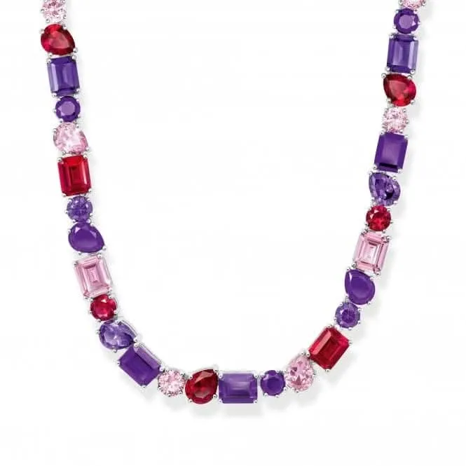 Sterling Silber Rot Violett Und Pink Zirkonia Steine Choker Halskette KE2196-477-7-L42V Thomas Sabo Halsketten