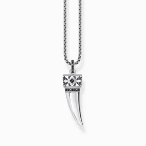 Sterling Silber Zirkonia geschwärzter Wolfszahn mit Steinen Anhänger KE2202-643-11 Thomas Sabo Halsketten