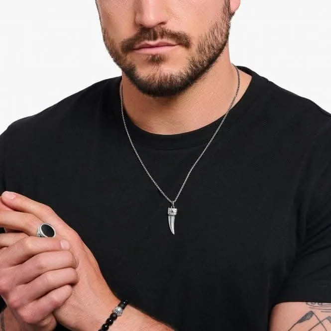 Sterling Silber Zirkonia geschwärzter Wolfszahn mit Steinen Anhänger KE2202-643-11 Thomas Sabo Halsketten