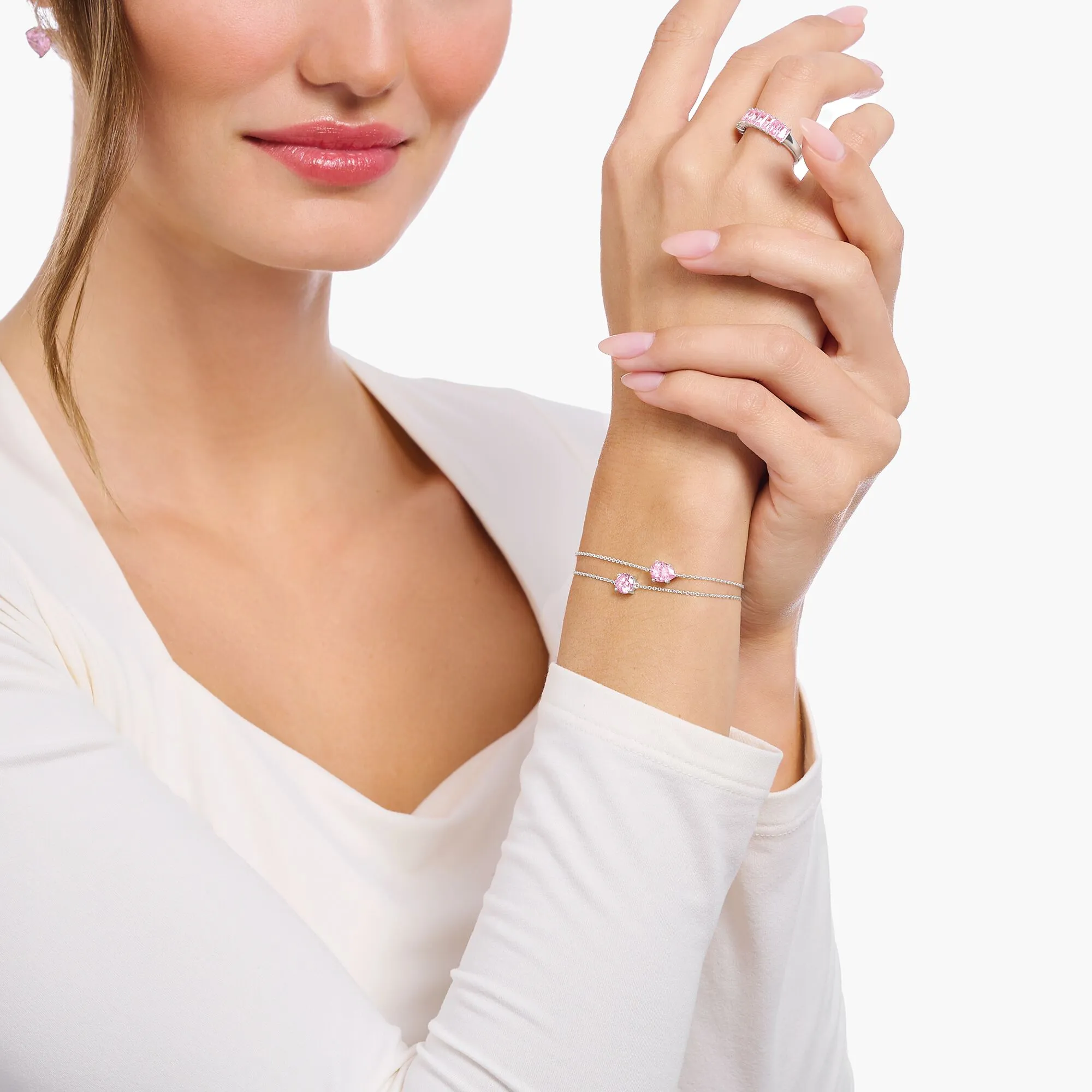 Thomas Sabo Schmuck Thomas Sabo Sterling Silber Träne Rosa Zirkonia Armband